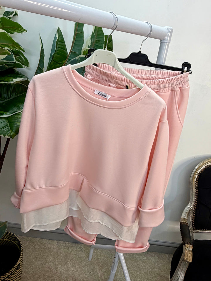 LADIES SCUBA TROUSER CO ORD SET - PINK, BLUE, BEIGE, BLACK, GREY