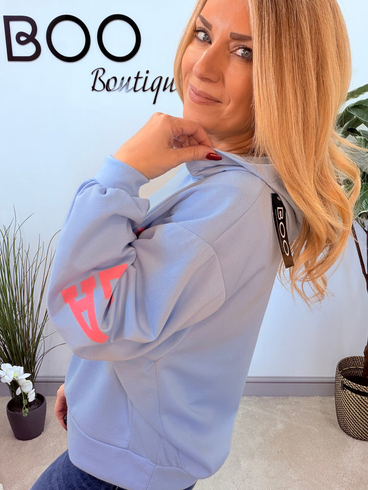 LADIES SCUBA CALIFORNIA SWEATSHIRT TOP - PINK, BLUE & LEMON