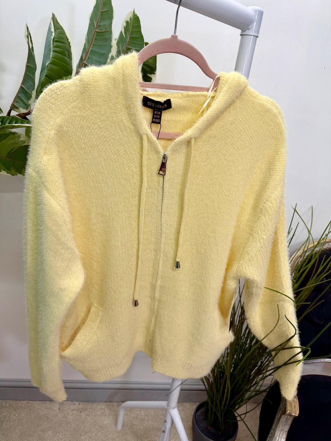 LADIES SOFT FLUFFY HOODY CARDIGAN - LEMON, AQUA, BROWN, PINK, WHITE