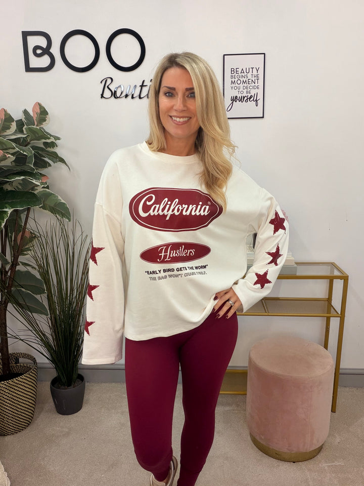 The TESSA cotton sweatshirt ‘California’ logo top - 3 colours