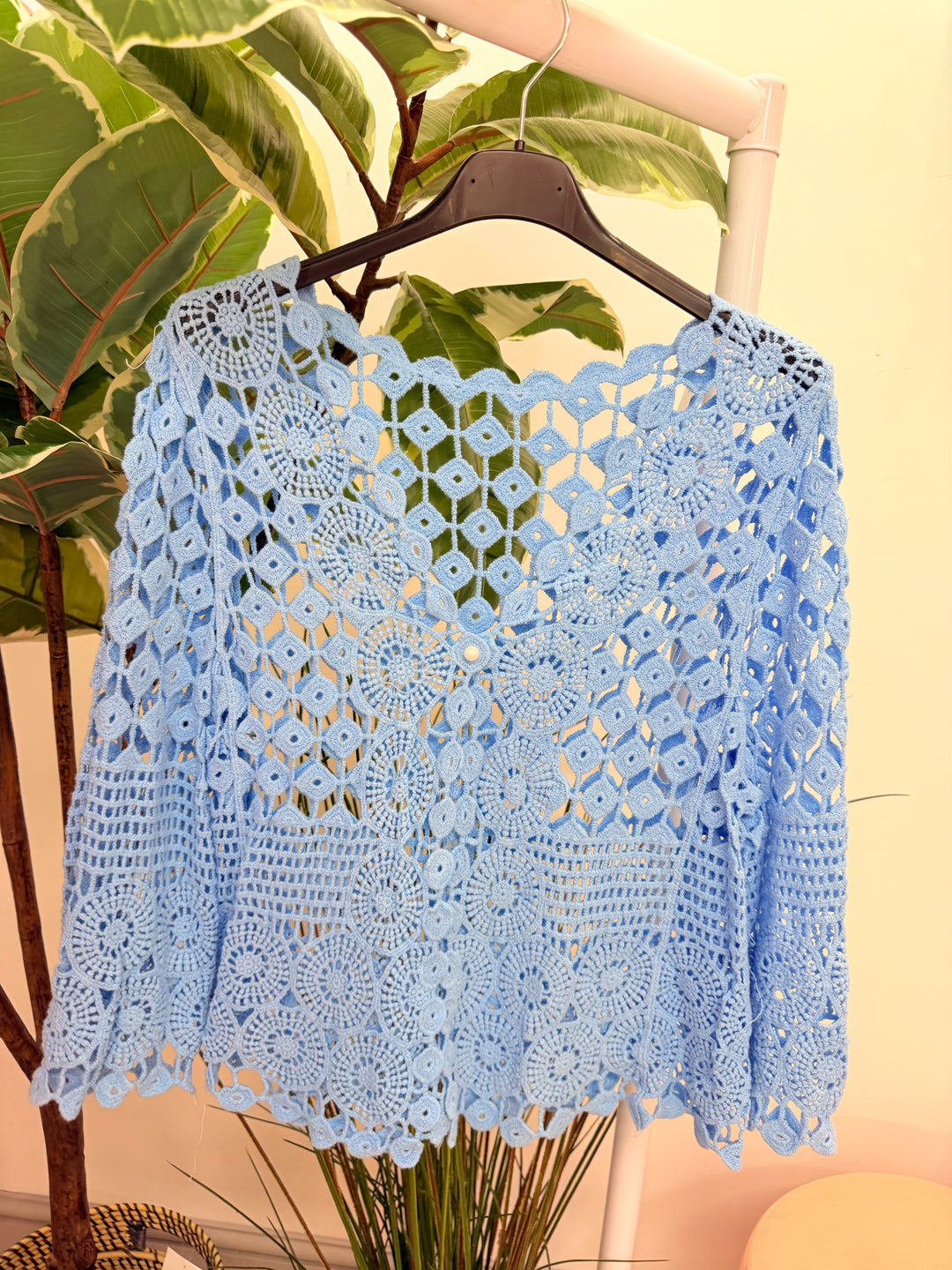 Ladies Fashion Crochet Bolero Cardigan - White, Peach, Blue, Pink, Lemon