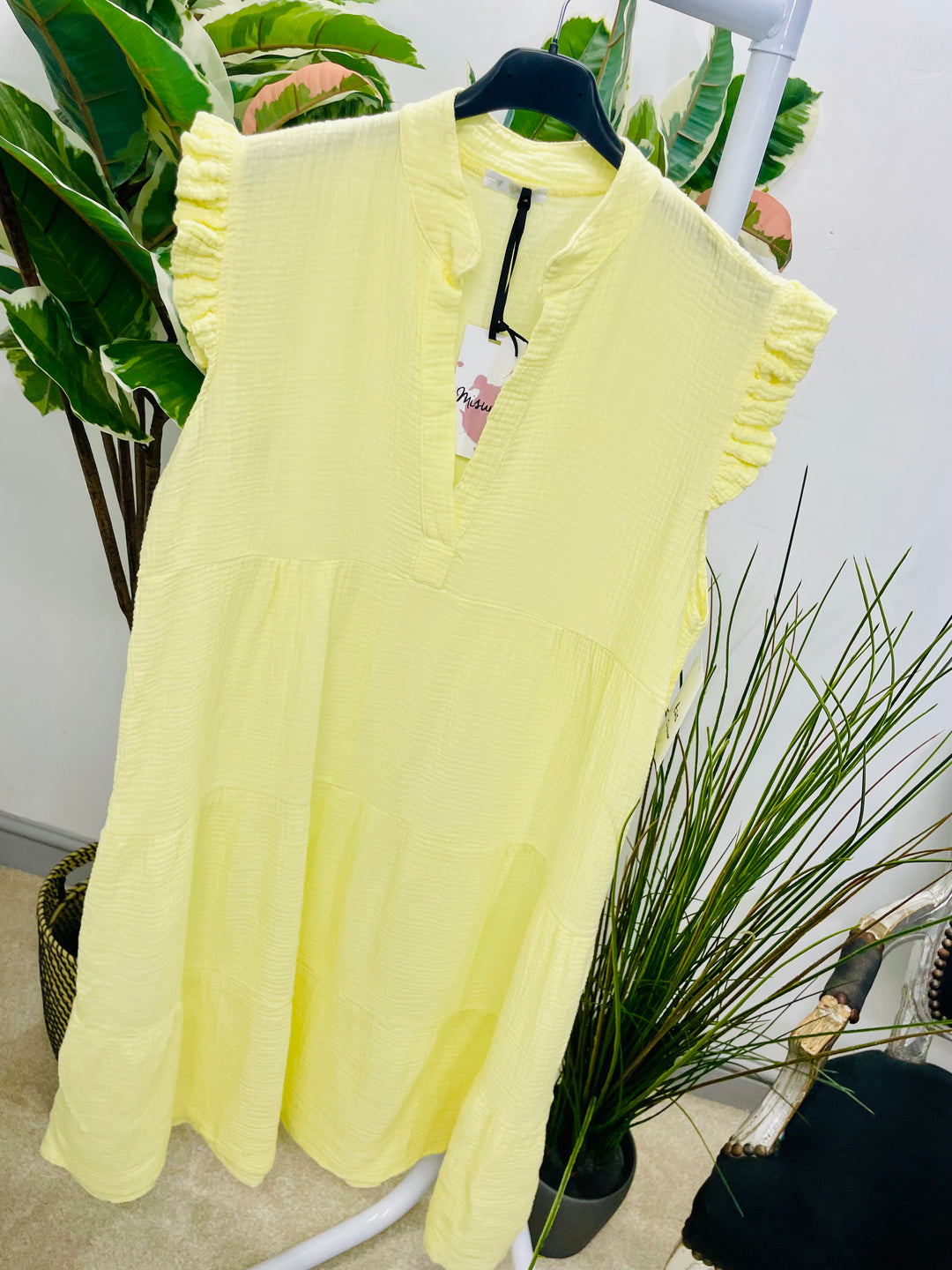 LADIES CHEESECLOTH SMOCK SUMMER MIDI DRESS - LEMON, WHITE, PINK, NAVY, BLUE, KHAKI, BEIGE