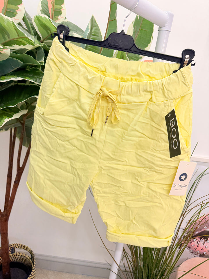 Ladies Fashion Stretch Magic Shorts lemon