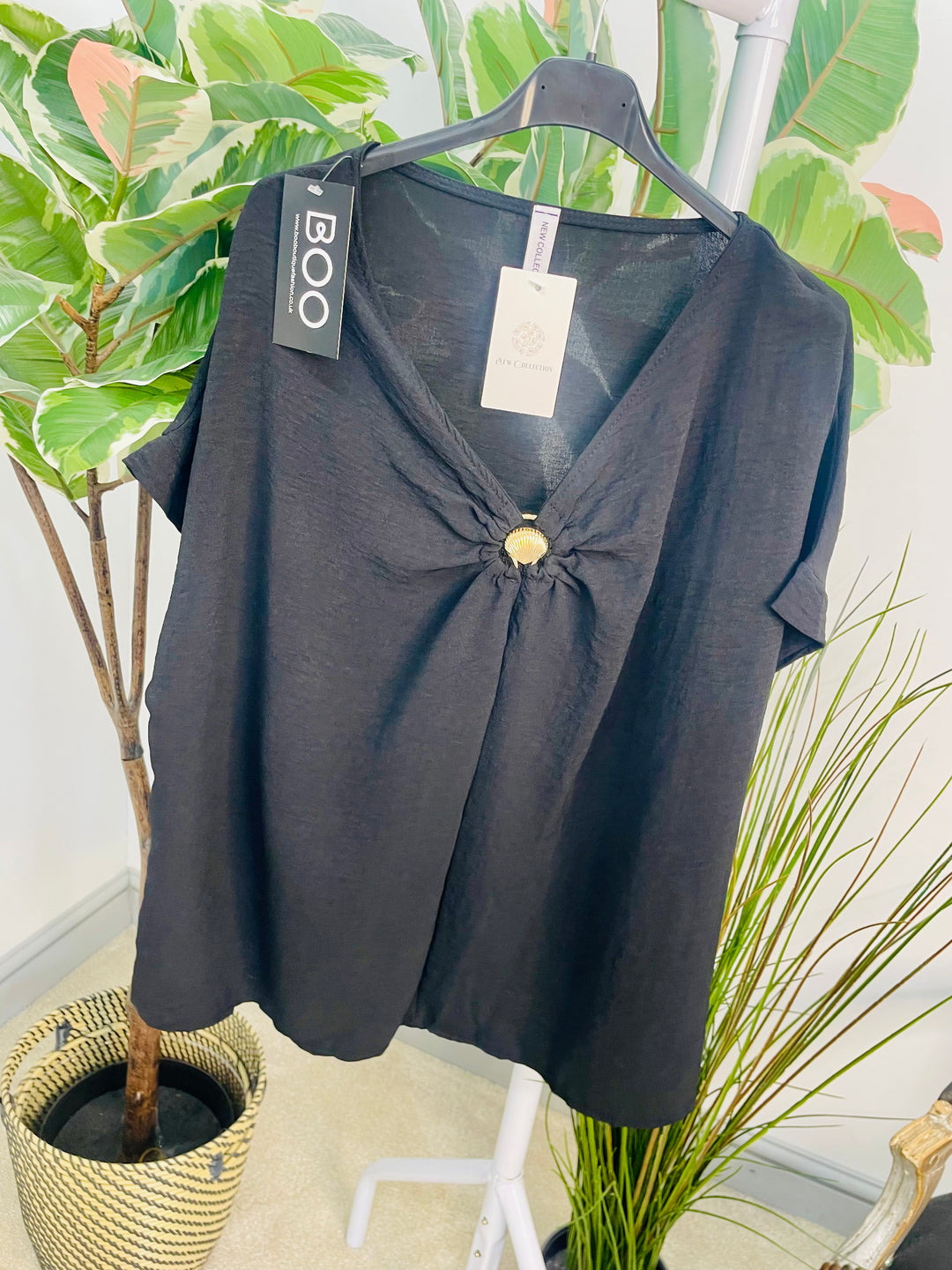 LADIES LOOSE FIT SUMMER TOP - BLACK, WHITE, BROWN, BURGUNDY, BEIGE, NAVY