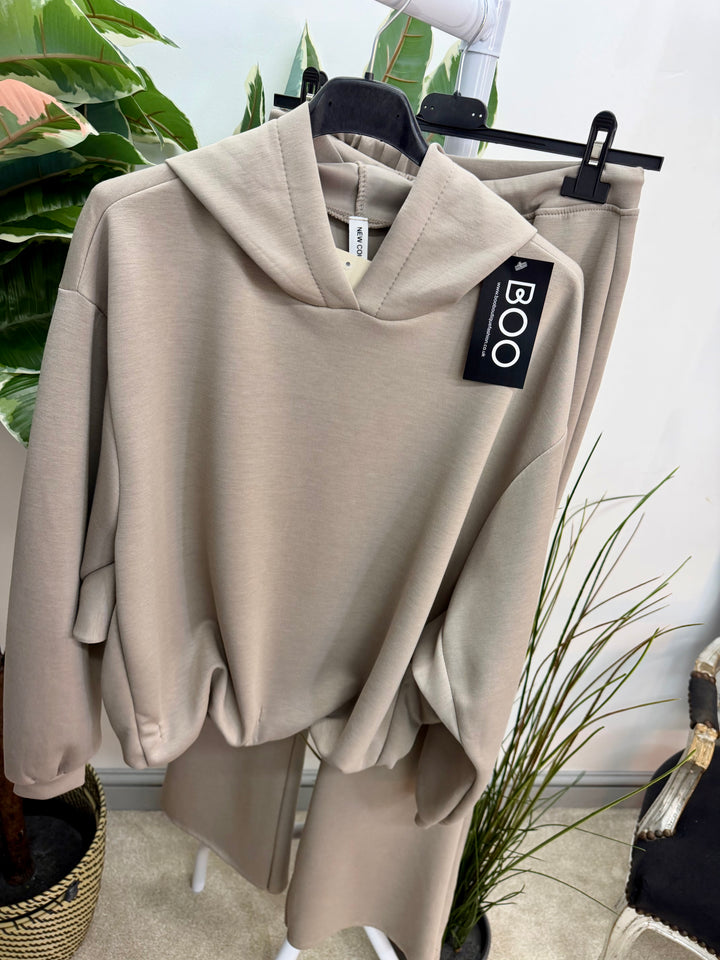 Ladies Fashion Flared Leg Tracksuit Co ord set mocha