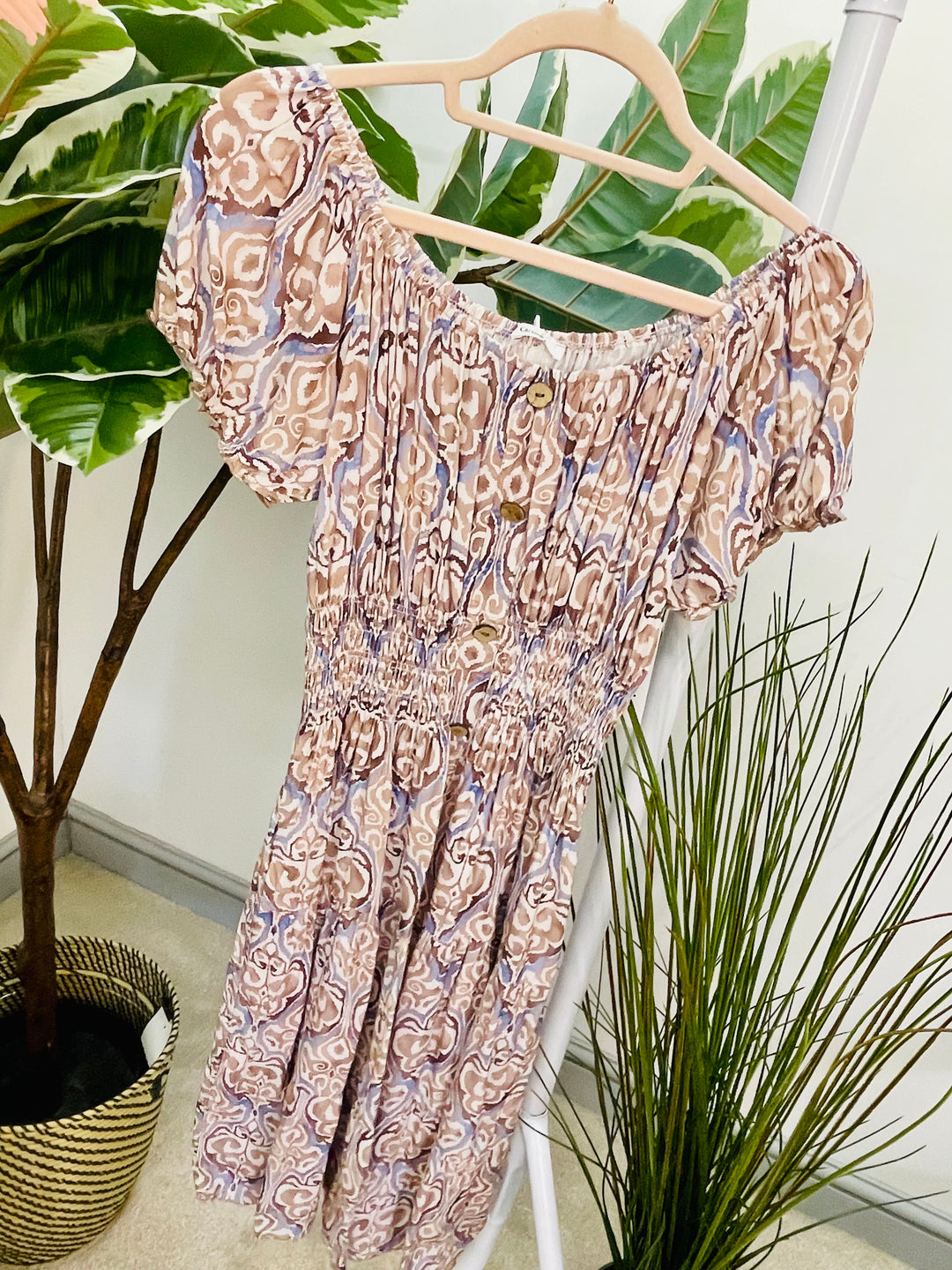 LADIES SUMMER MIDI DAY DRESS - LILAC, BEIGE, BLUE & KHAKI
