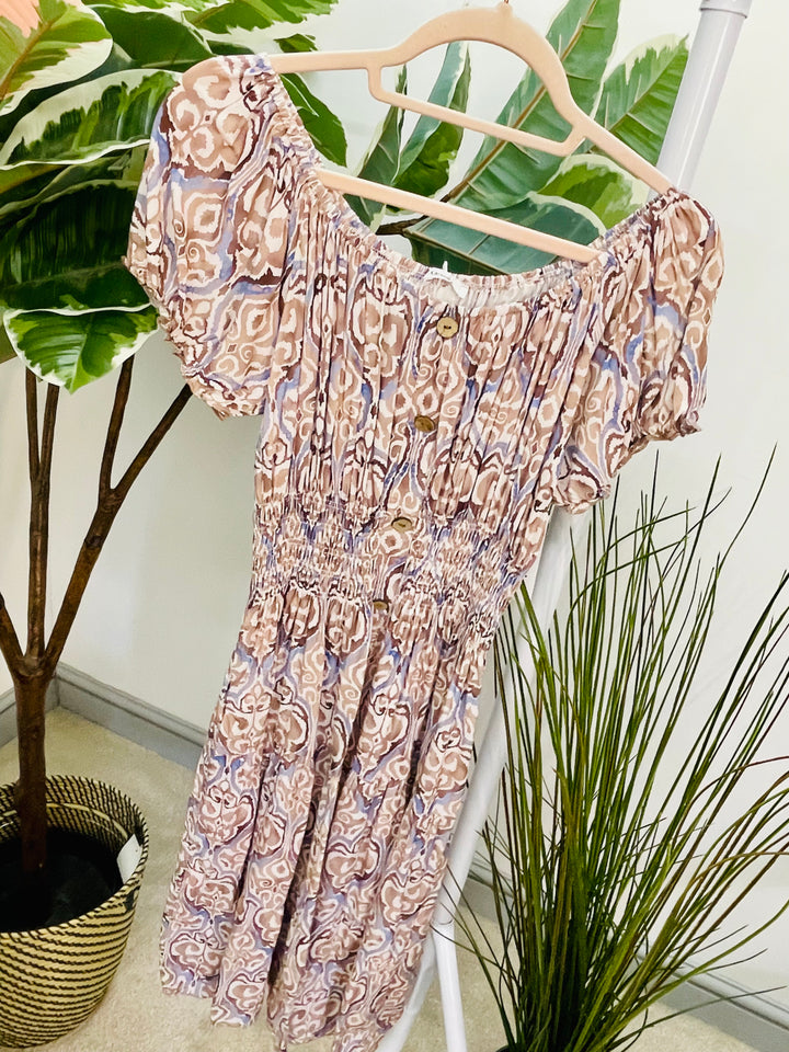 LADIES SUMMER MIDI DAY DRESS - LILAC, BEIGE, BLUE & KHAKI