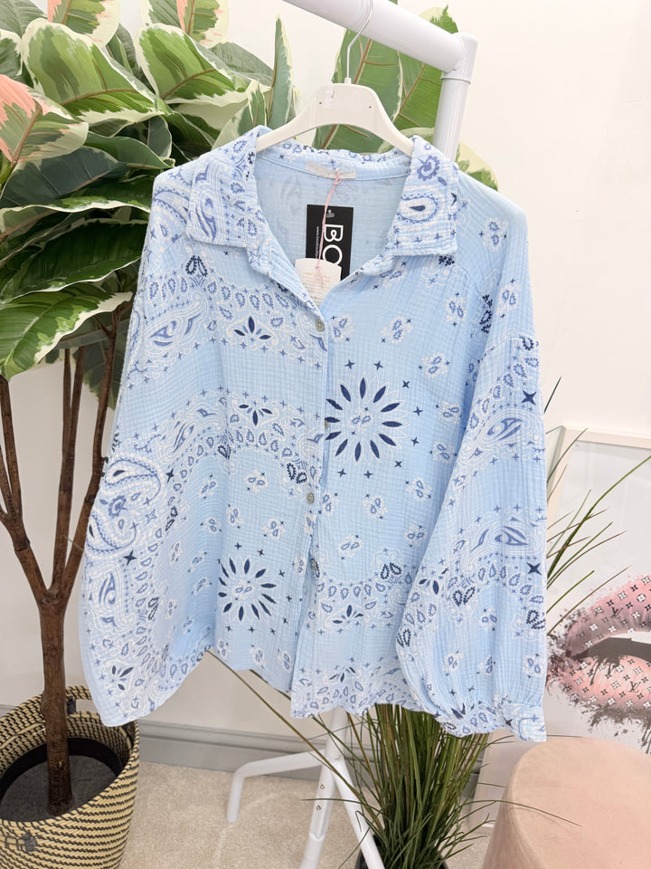 Ladies Cheesecloth Oversize Shirt - Pink, White, Blue