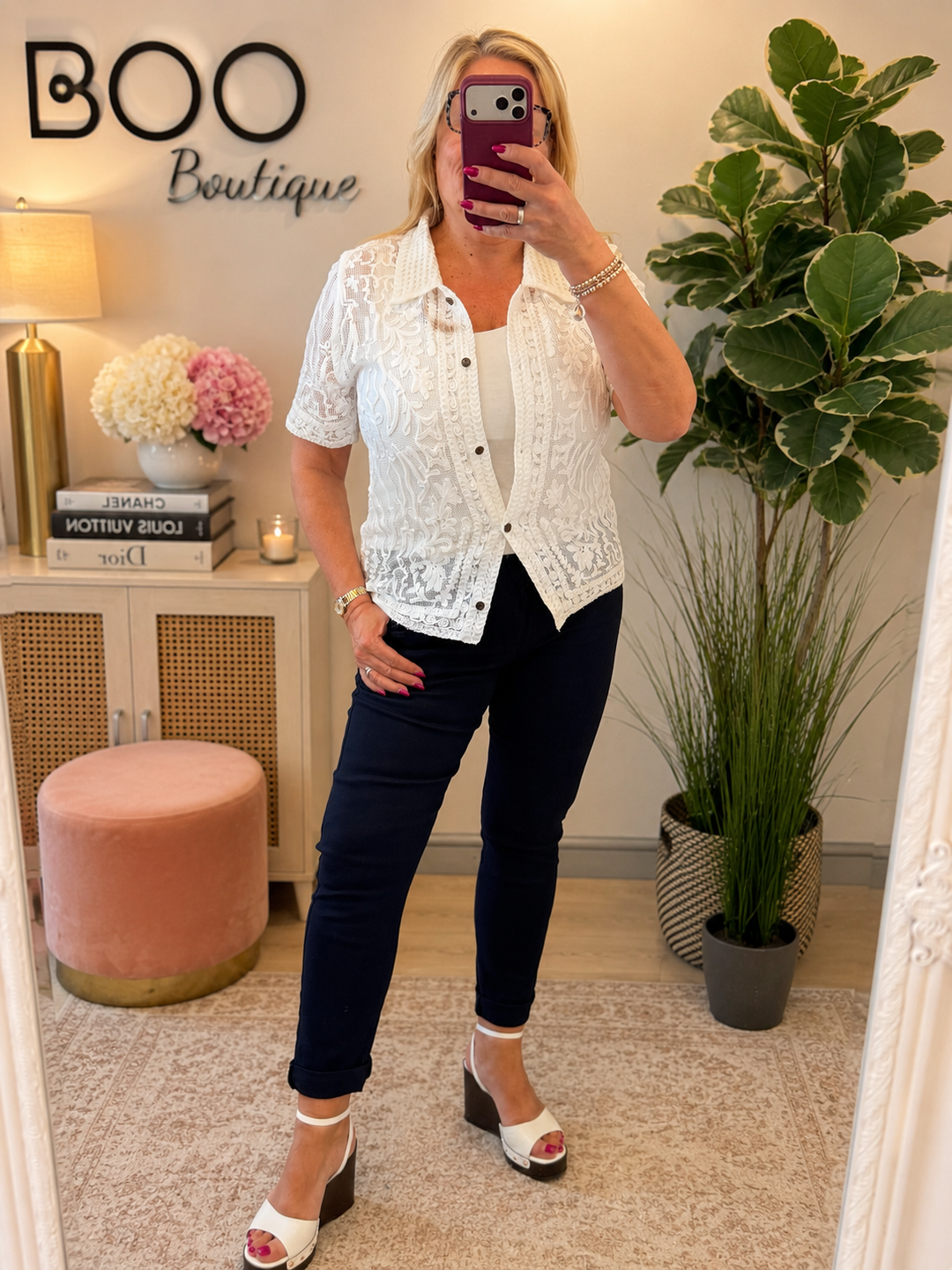 Ladies Lacy White Cardigan Top