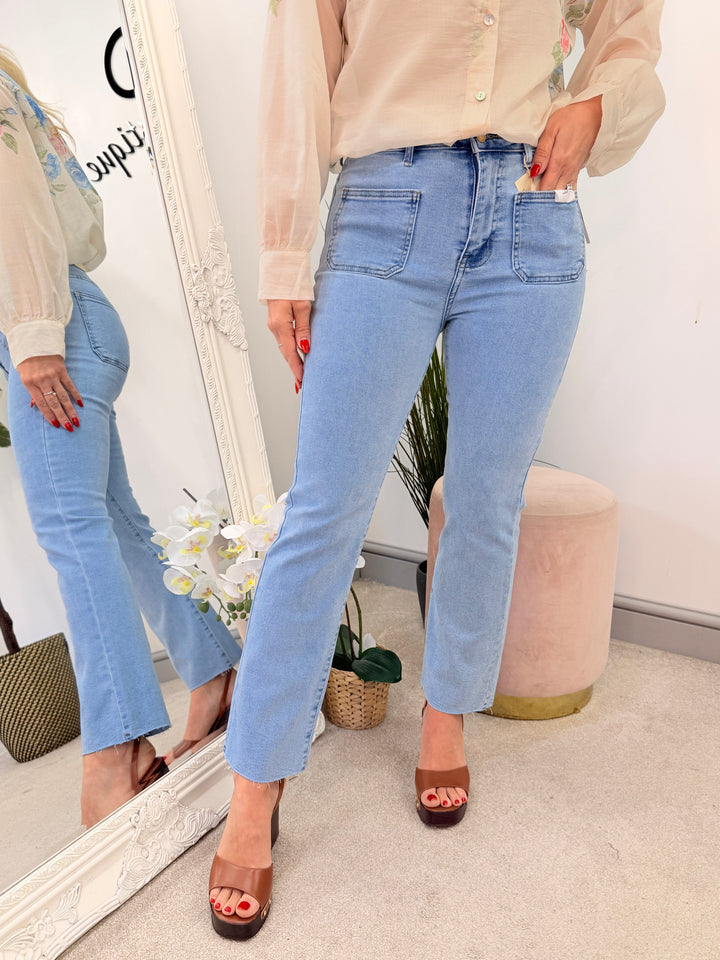 Ladies Fashion Blue Ankle Grazer Jeans
