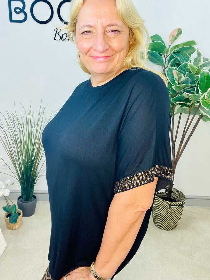 LADIES BLACK LOOSE FIT OVERSIZE TOP