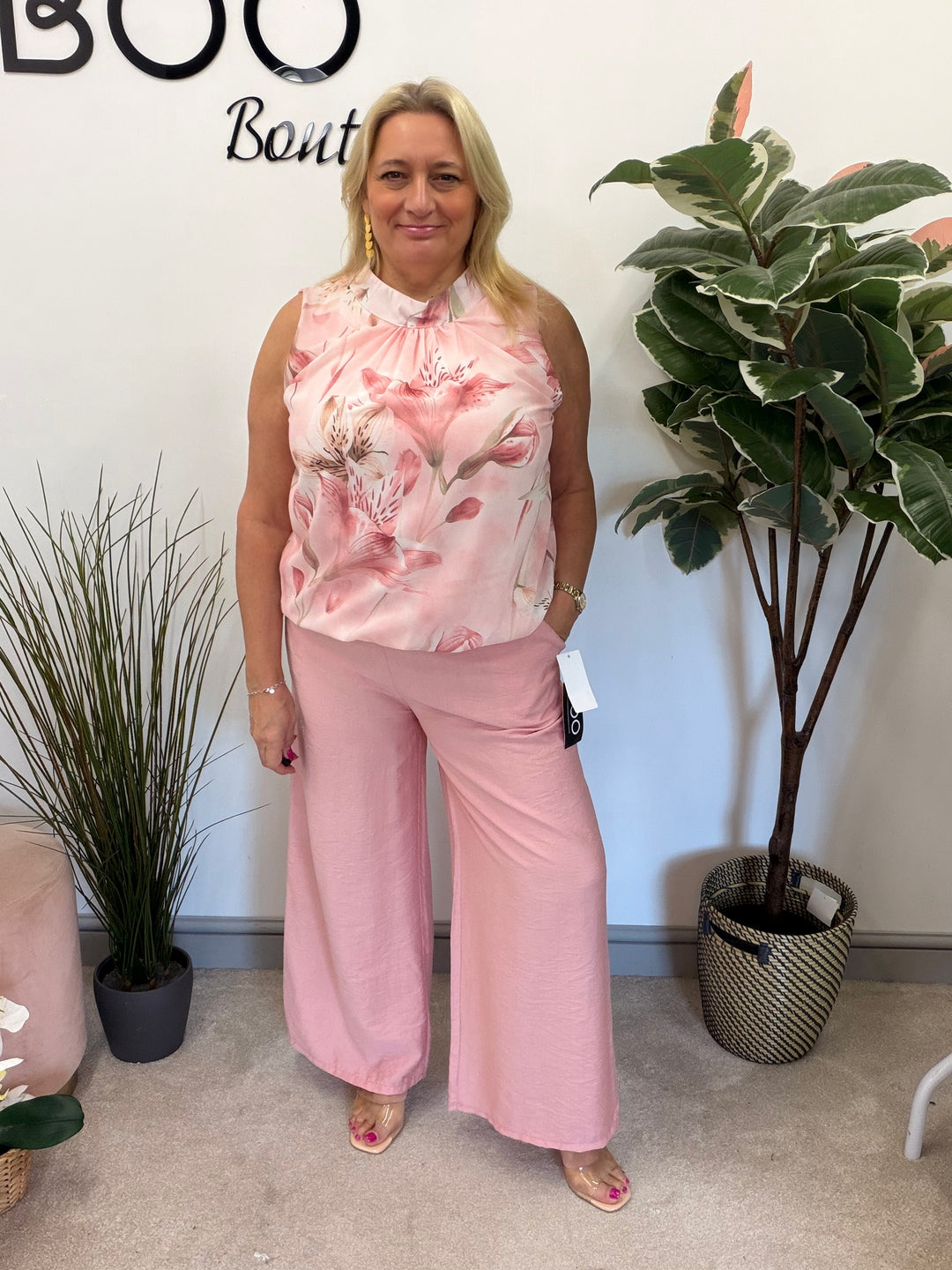 Ladies Fashion Wide Leg Trousers pink
