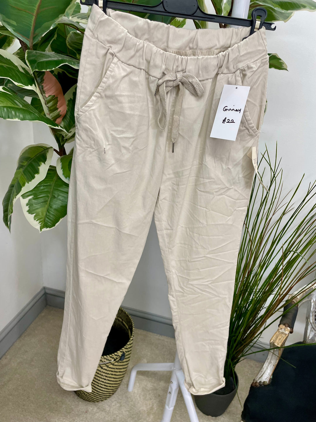 LADIES STRETCH MAGIC TROUSERS - BEIGE, BLACK, KHAKI, BURGUNDY & BROWN