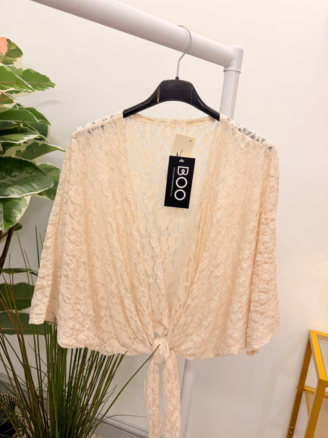 Ladies Lacy Shrug Cardigan - Black, White, Brown & Beige