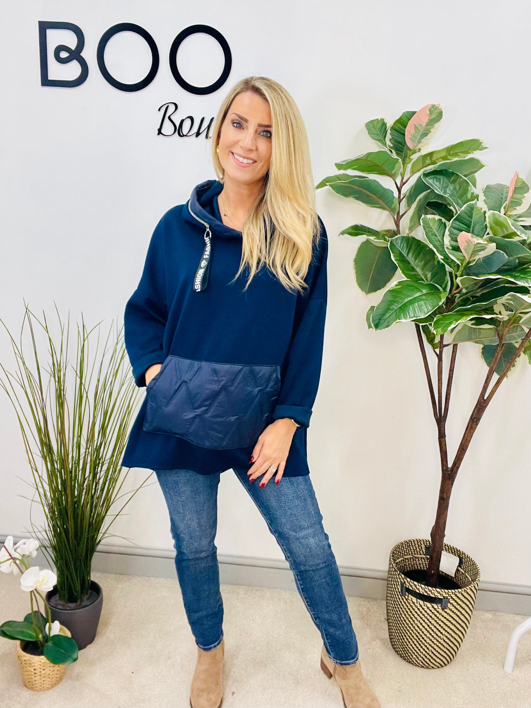 LADIES SCUBA HOODIE TOP - BLACK, NAVY, BURGUNDY, KHAKI