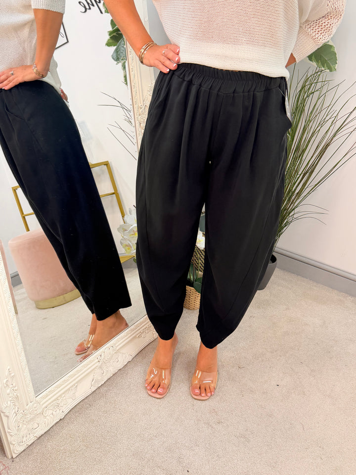 Ladies Fashion Balloon Leg Trousers - Black, Beige, Mocha & Brown