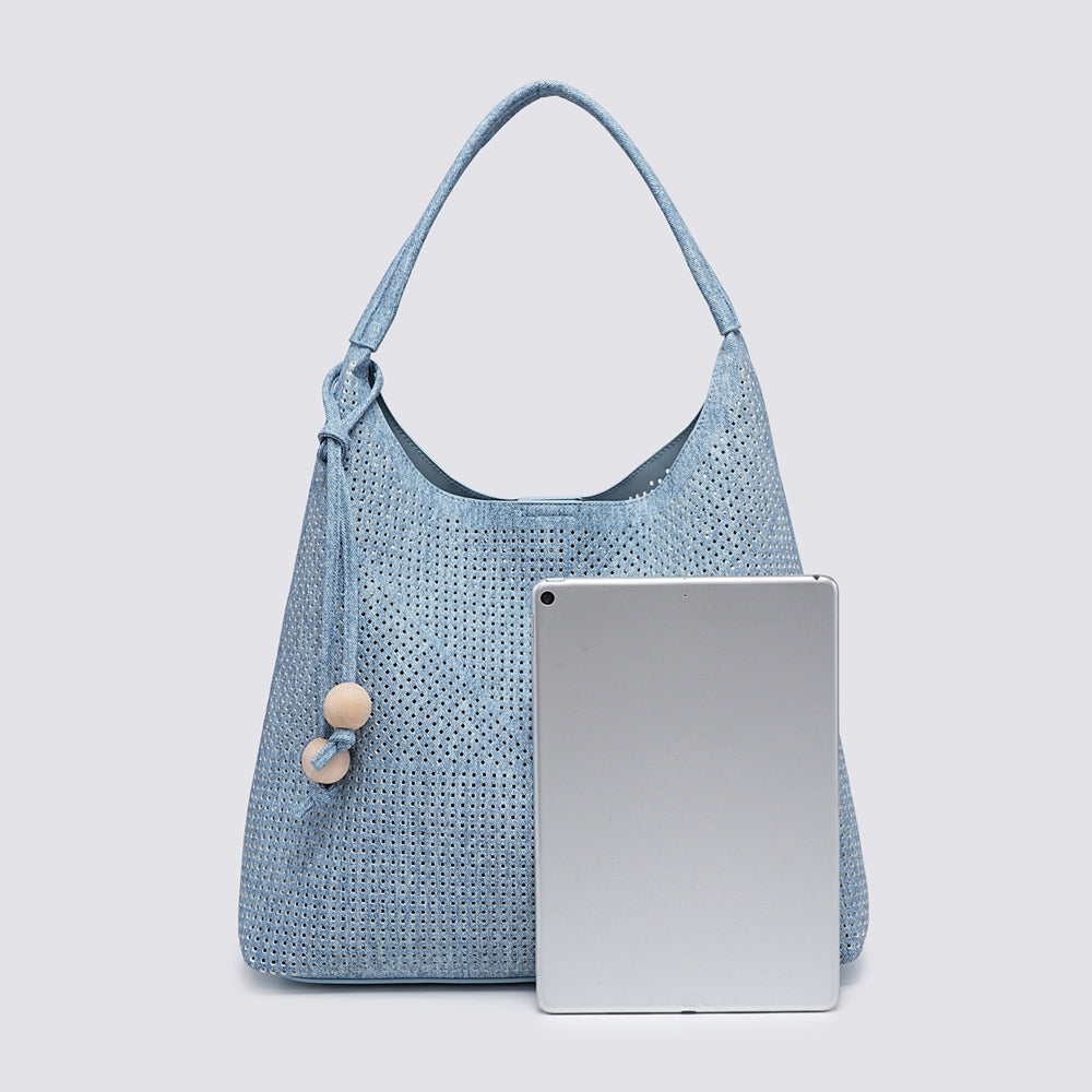 The ZOE slouch bag - blue and white
