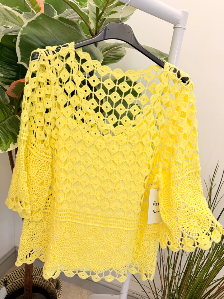 Ladies Crochet Summer Top - Pink, White, Turquoise, Blue, Lemon & Orange