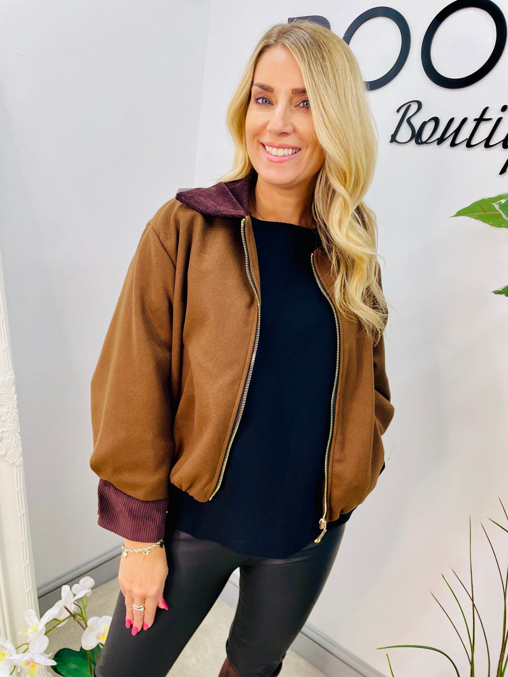 LADIES FELT BOLERO CROPPED JACKEET - BLACK, BEIGE & BROWN