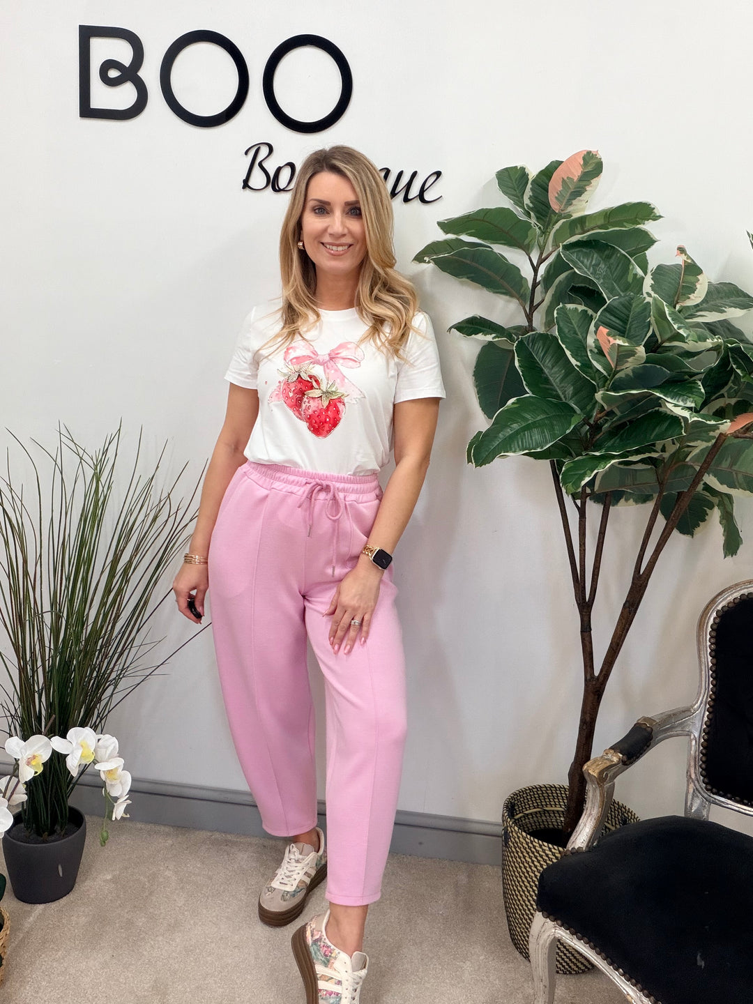 Ladies Fashion Carrot Leg Trousers - beige, pink, blue, black & lemon