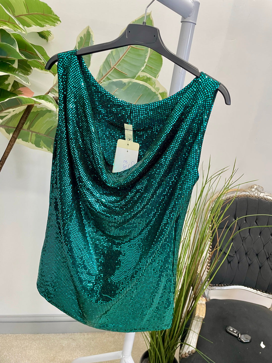 LADIES SEQUIN VEST TOP - BLACK, PURPLE, RED, GOLD, SILVER