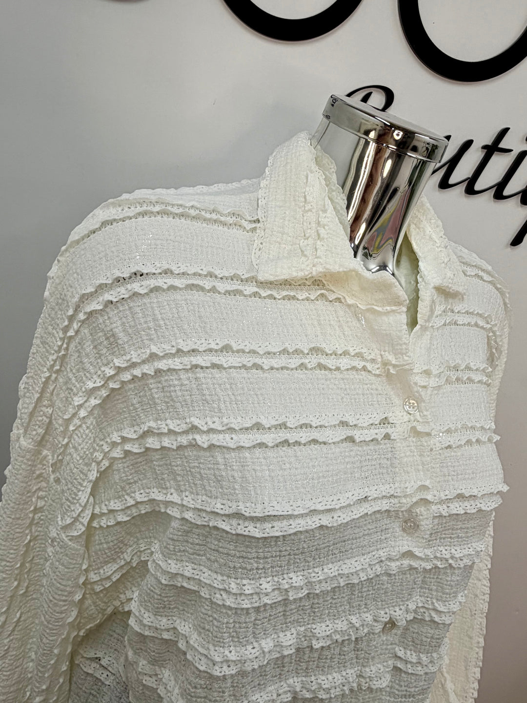 LADIES FRILL SHIRT BLOUSE - WHITE, BEIGE, PINK, LEMON, BLUE & BLACK