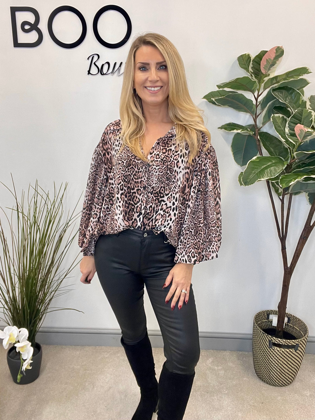 LADIES ANIMAL PRINT BLOUSE SHIRT