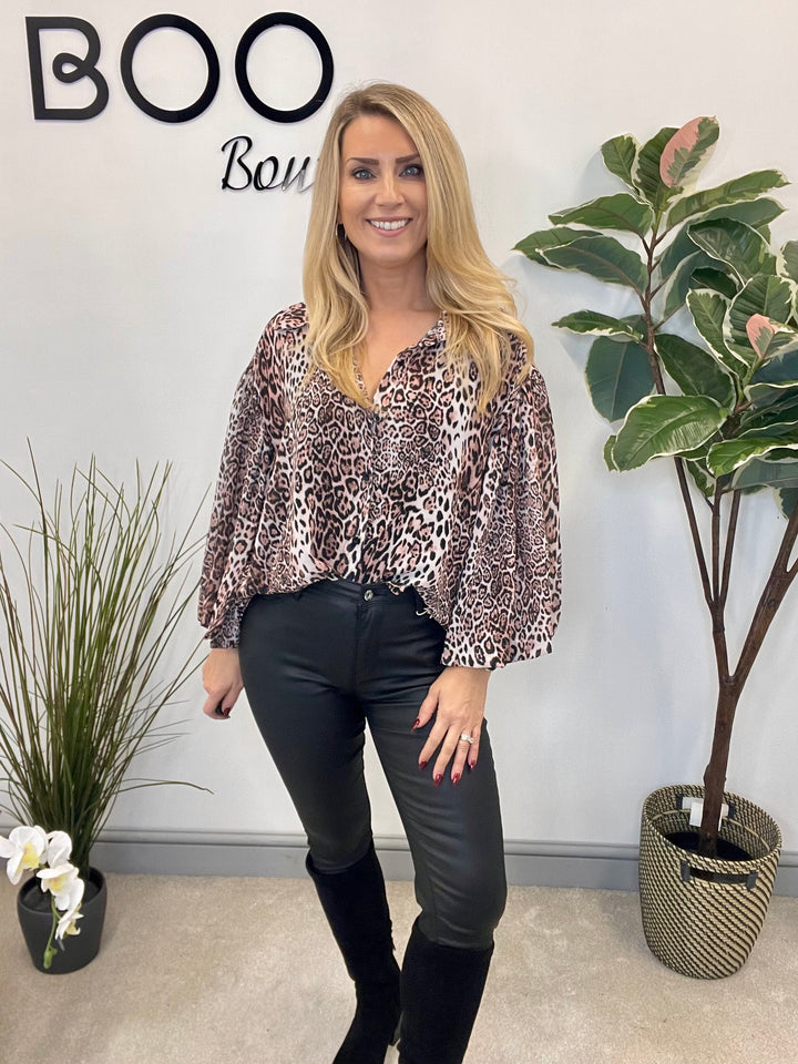 LADIES ANIMAL PRINT BLOUSE SHIRT