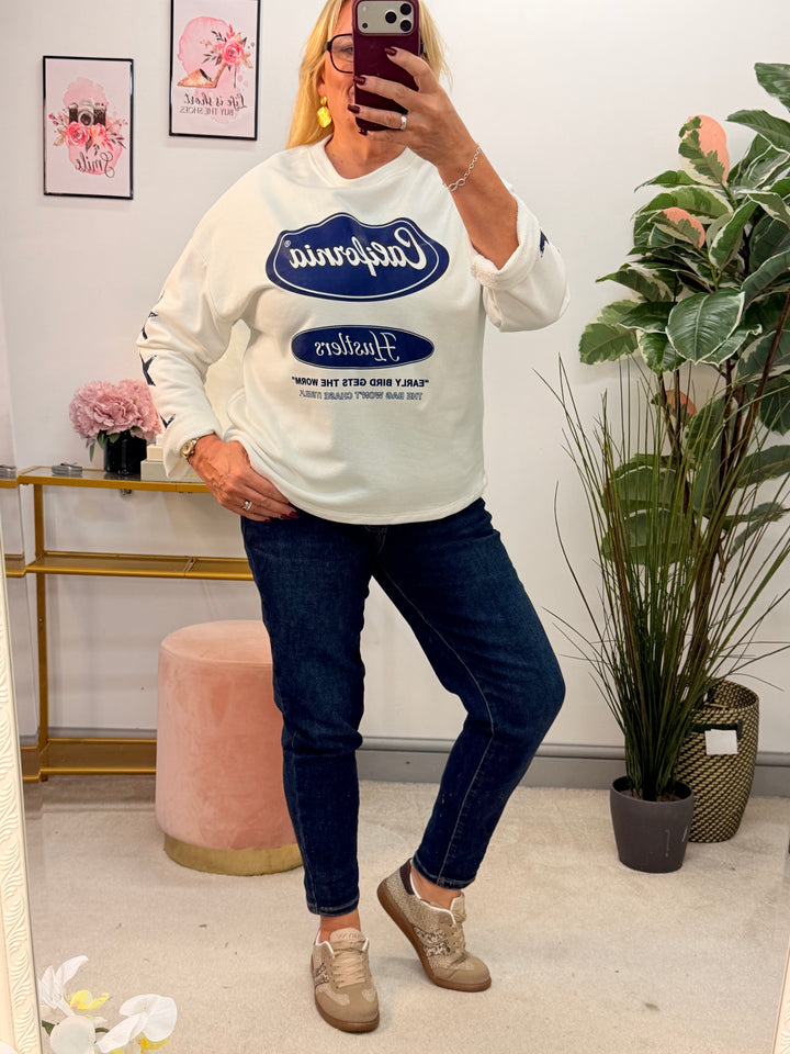 The TESSA cotton sweatshirt ‘California’ logo top - 3 colours