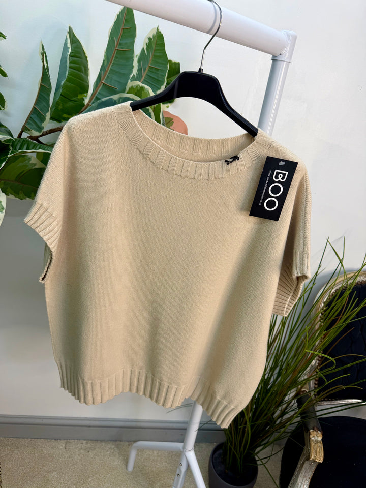 LADIES KNITTED TANK TOP JUMPER - ORANGE, PINK, YELLOW, CREAM, GREEN, KHAKI, BEIGE