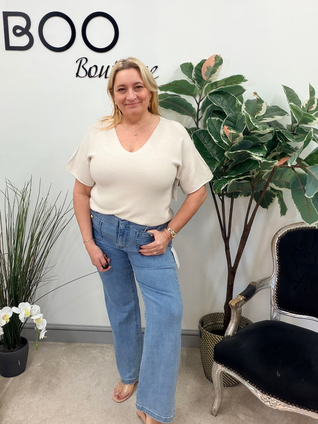 Ladies Short Sleeve Jumper - pink, white, mint, beige, black, coral, lemon