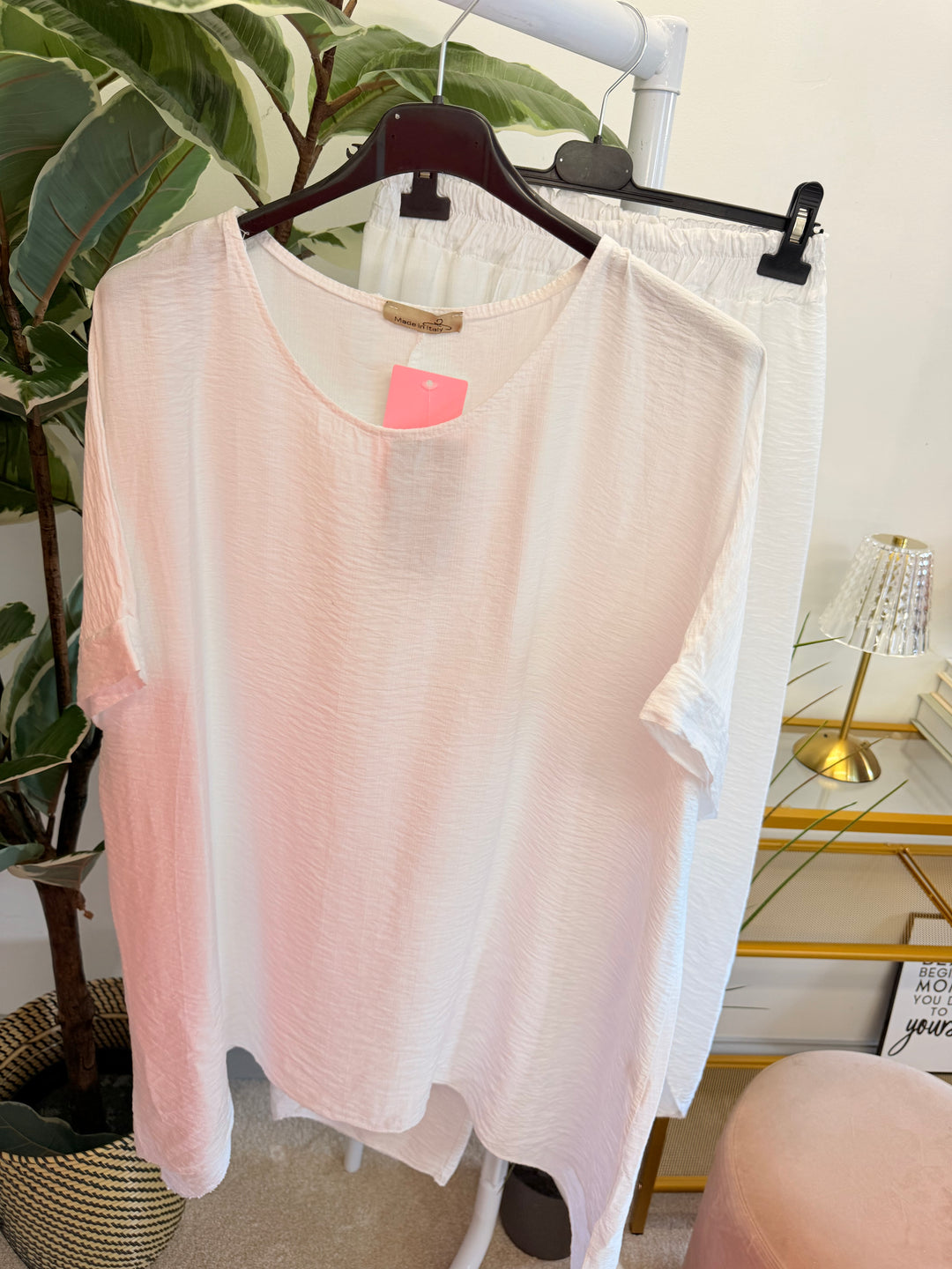 Ladies Harem Trouser Drape Top Co Ord - White, Coral, Khaki, Black & Blue