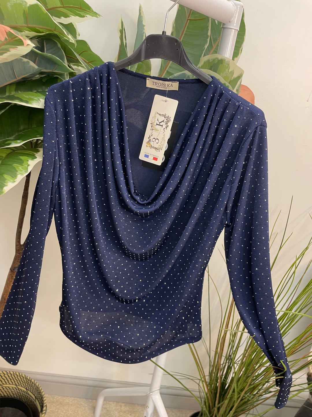 LADIES SPARKLY FESTIVE COWL NECK TOP - GREEN, NAVY, BLACK, BROWN