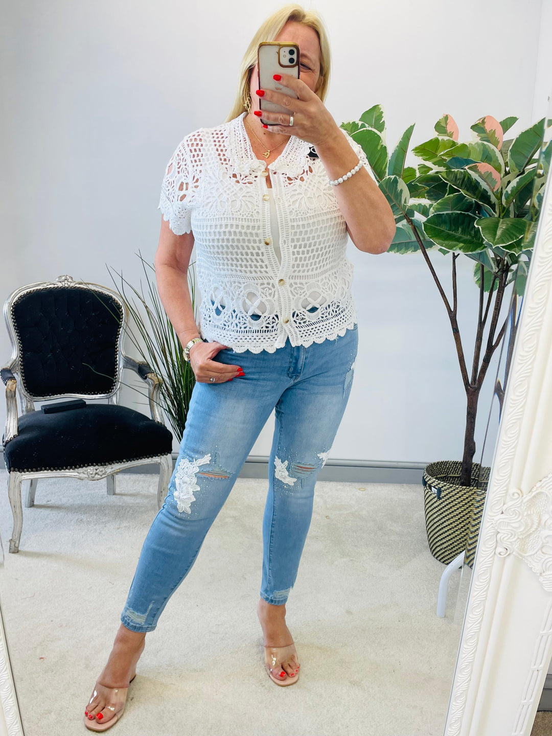 The SUSAN white crochet top