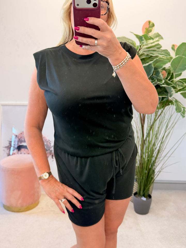 Ladies Non Crease Summer Shorts Co Ord Set - Black, Denim, Lemon, Wine, Khaki & Mocha
