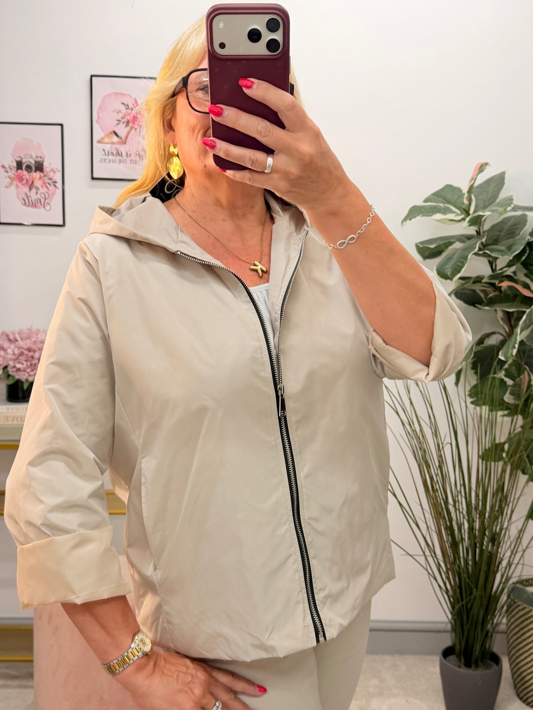Ladies Fashion Shower Proof Box Jacket - Black, Brown, Wine, Khaki & Beige