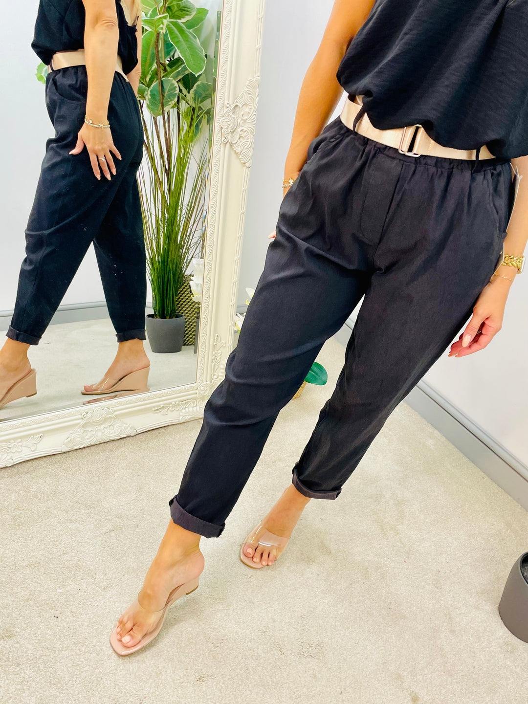 LADIES STRETCH CASUAL MAGIC TROUSERS - BROWN, KHAKI, BEIGE, TAUPE & BLACK