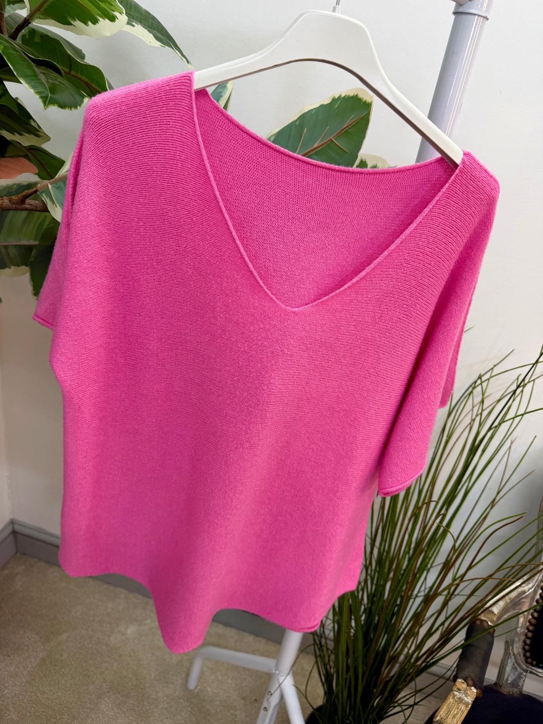 Ladies Short Sleeve Jumper - pink, white, mint, beige, black, coral, lemon