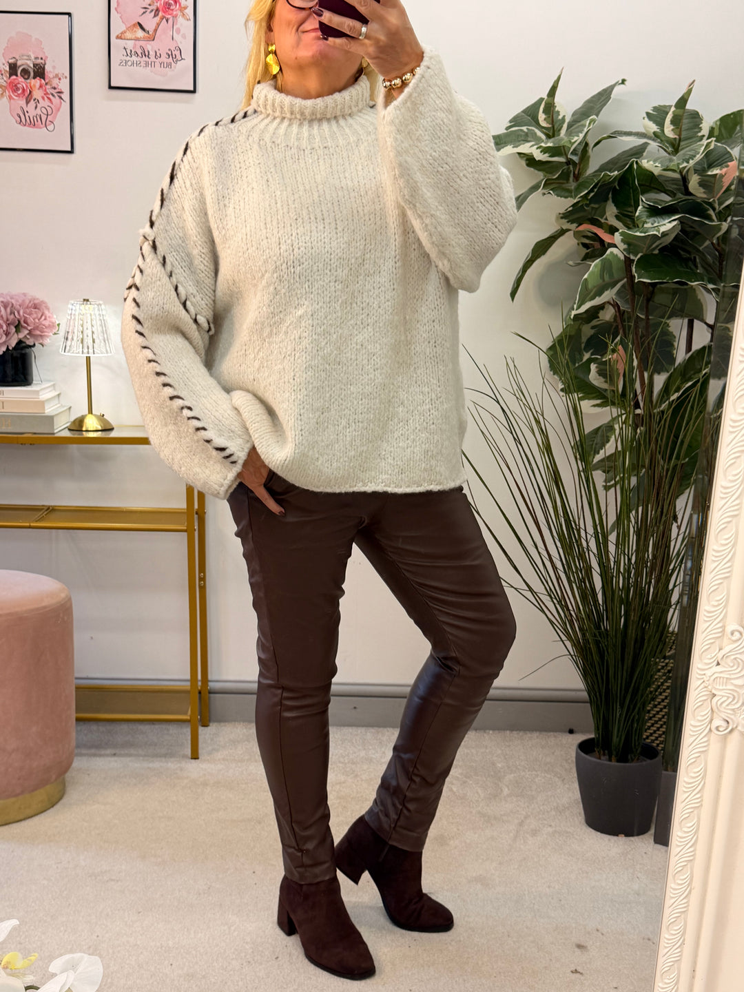 The MAURA contrast stitch thick knit jumper - 4 colours