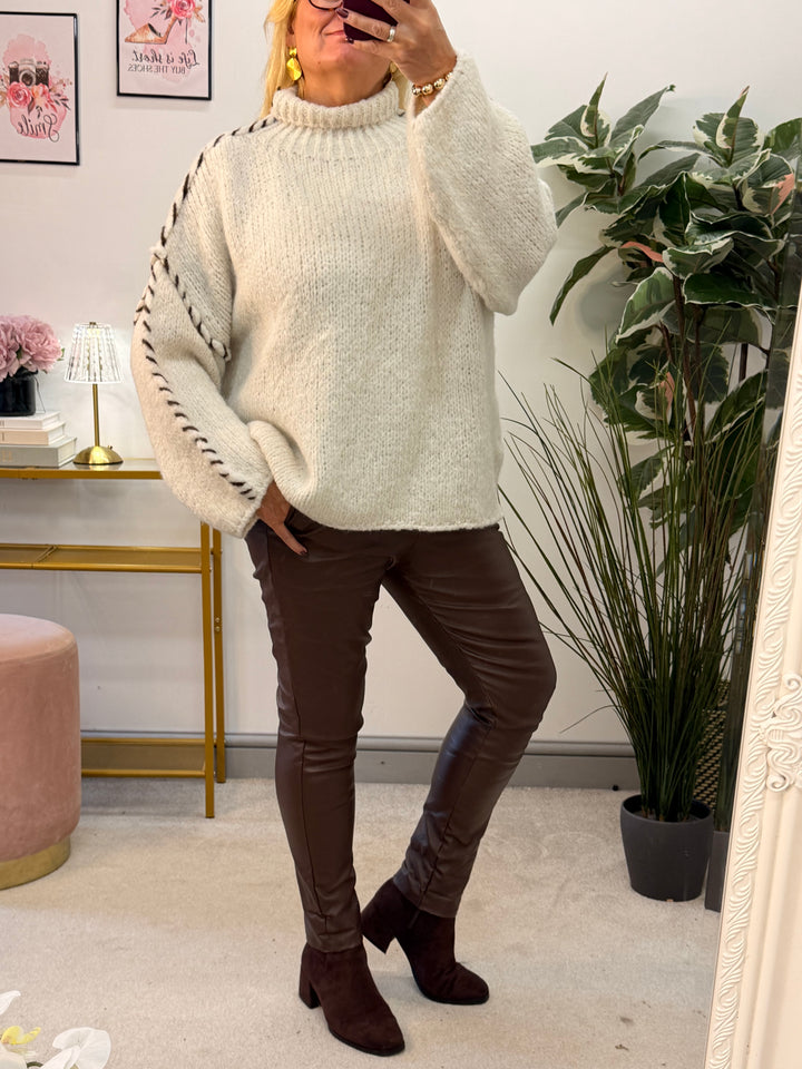 The MAURA contrast stitch thick knit jumper - 4 colours