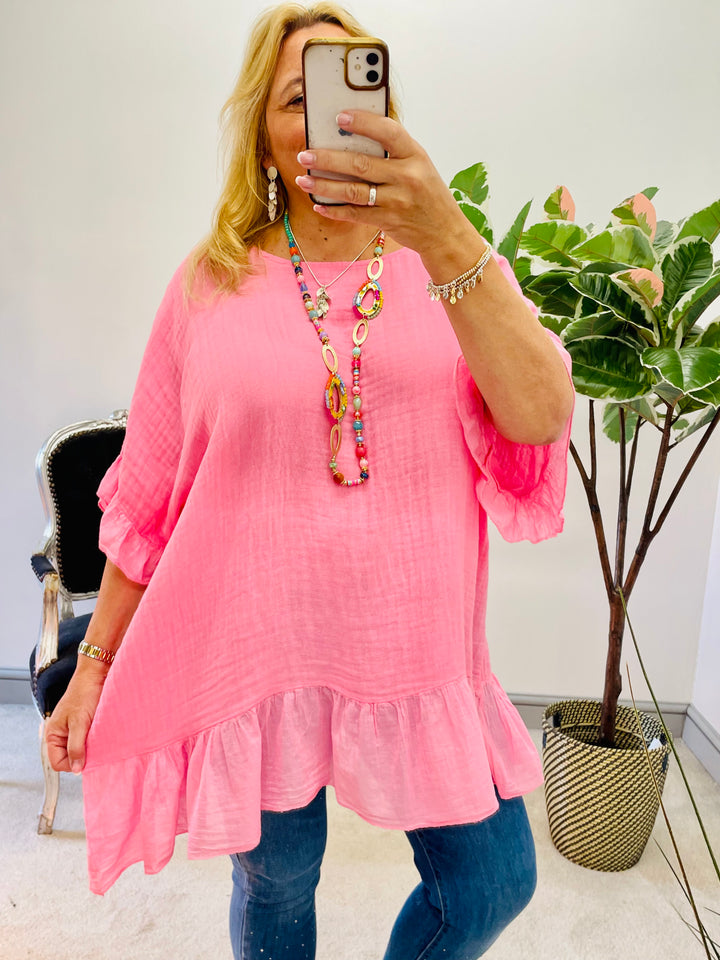 LADIES WOMENS OVERSIZE LOOSE FIT BAGGY TOP - NAVY, WHITE, CORAL, PINK, YELLOW