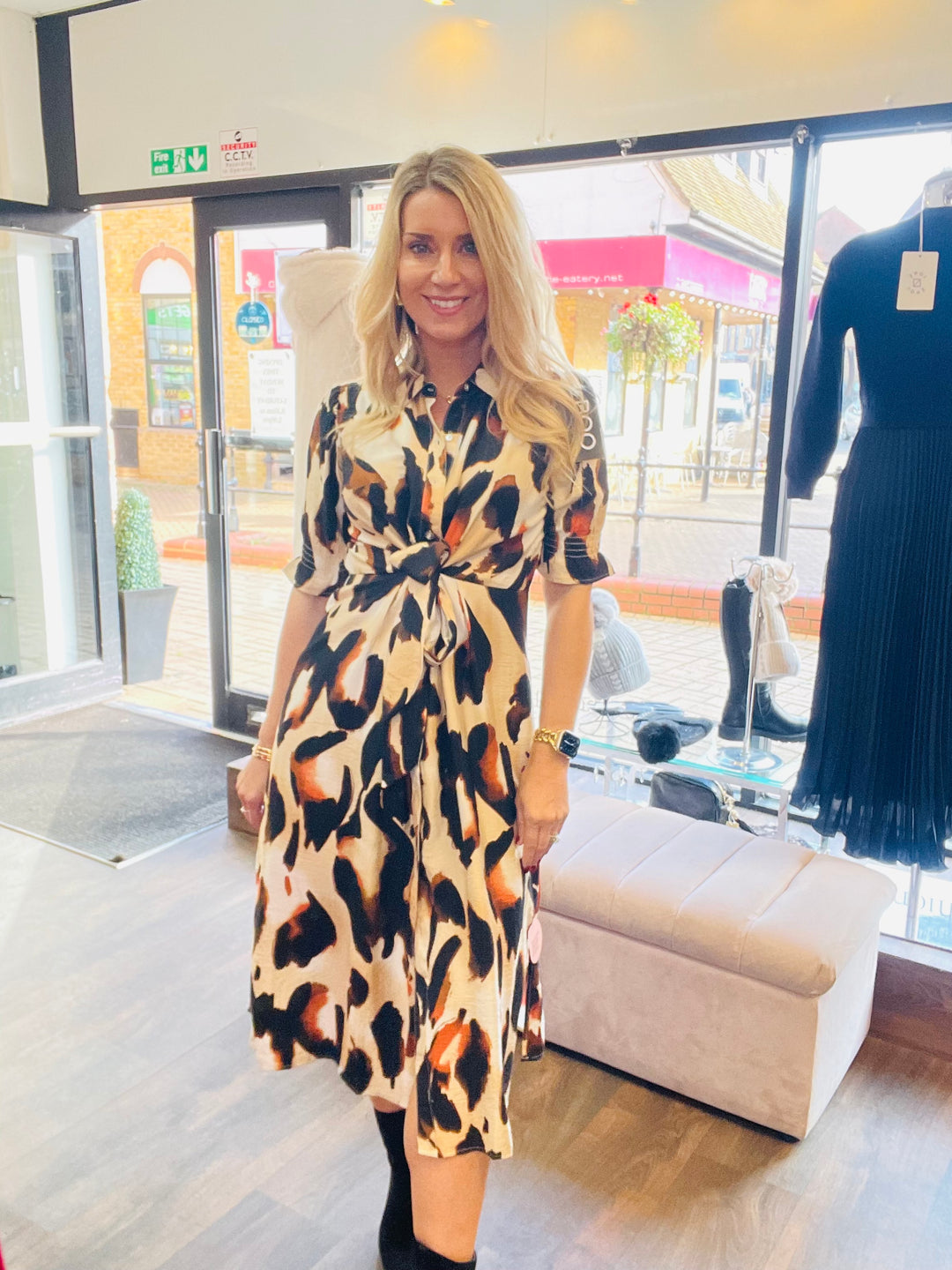The SIOBHAN beige brown dress