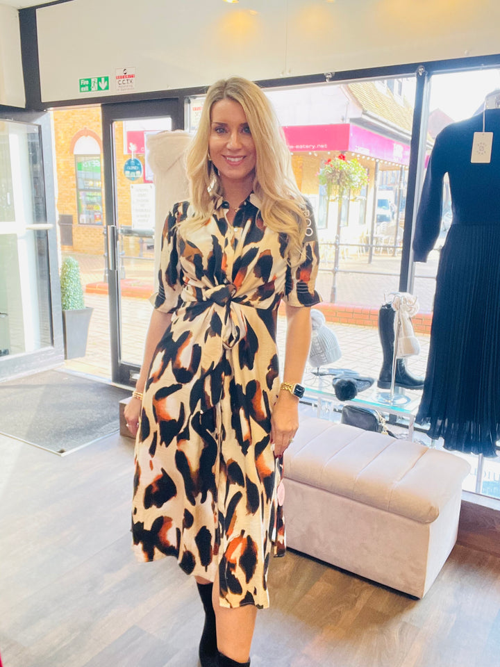 The SIOBHAN beige brown dress