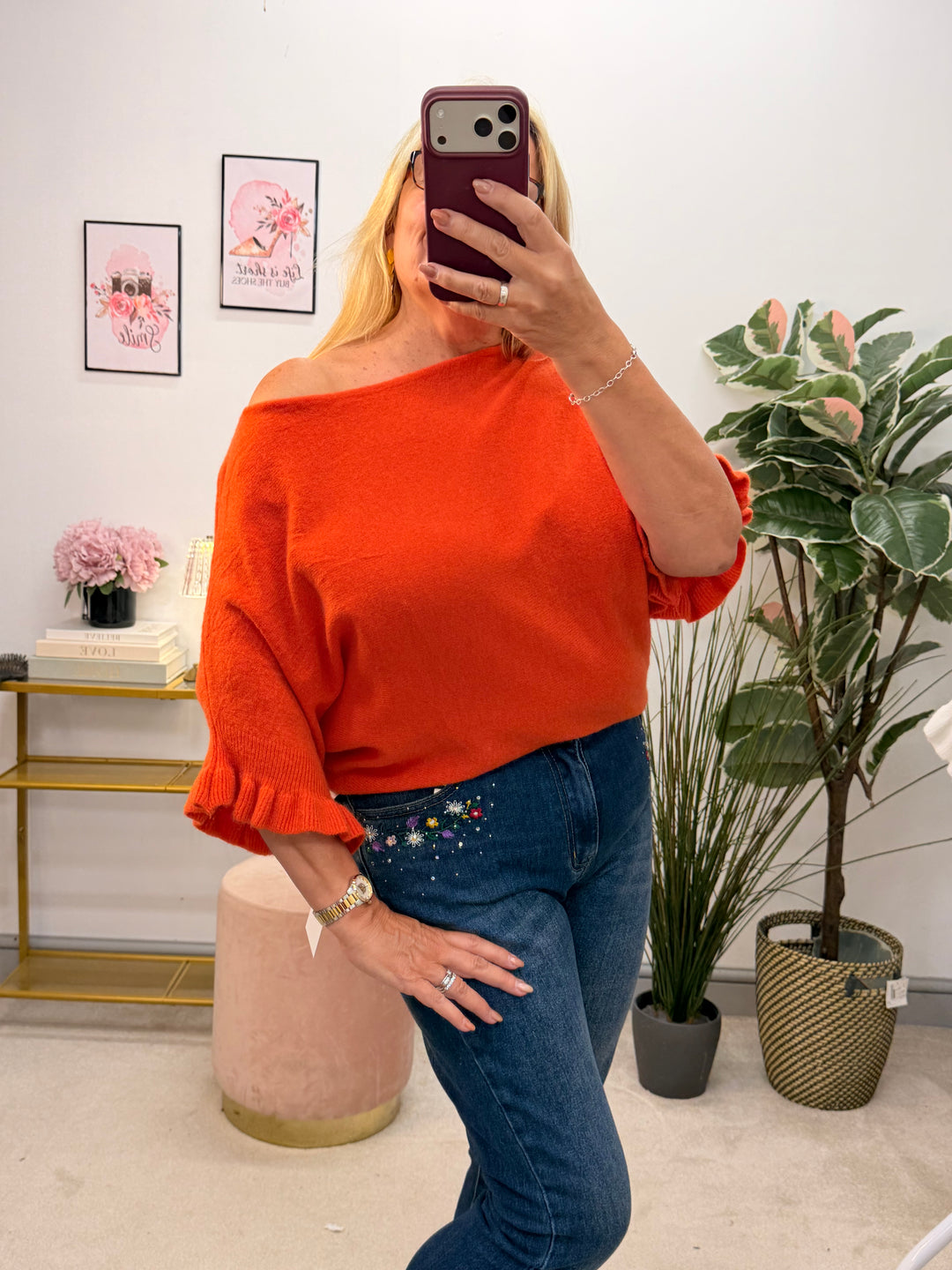 Ladies Fashion Slouch Jumper - black, orange, blue, white, plum, wine, brown