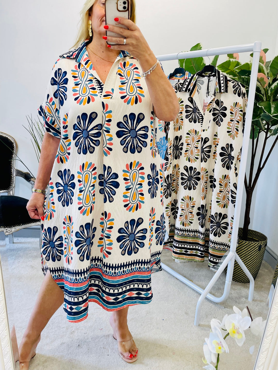 LADIES LOOSE FIT SHIFT SUMMER DRESS - BLACK, NAVY, BLUE