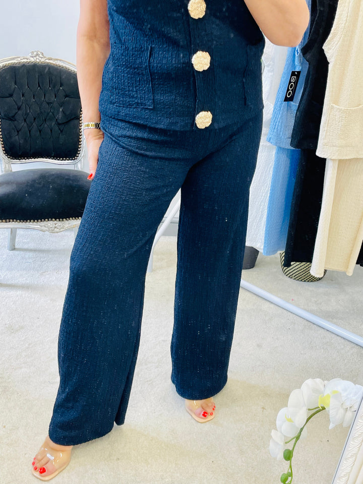 LADIES TROUSER CO ORD SET - BLACK, BLUE, NAVY, BEIGE, WHITE
