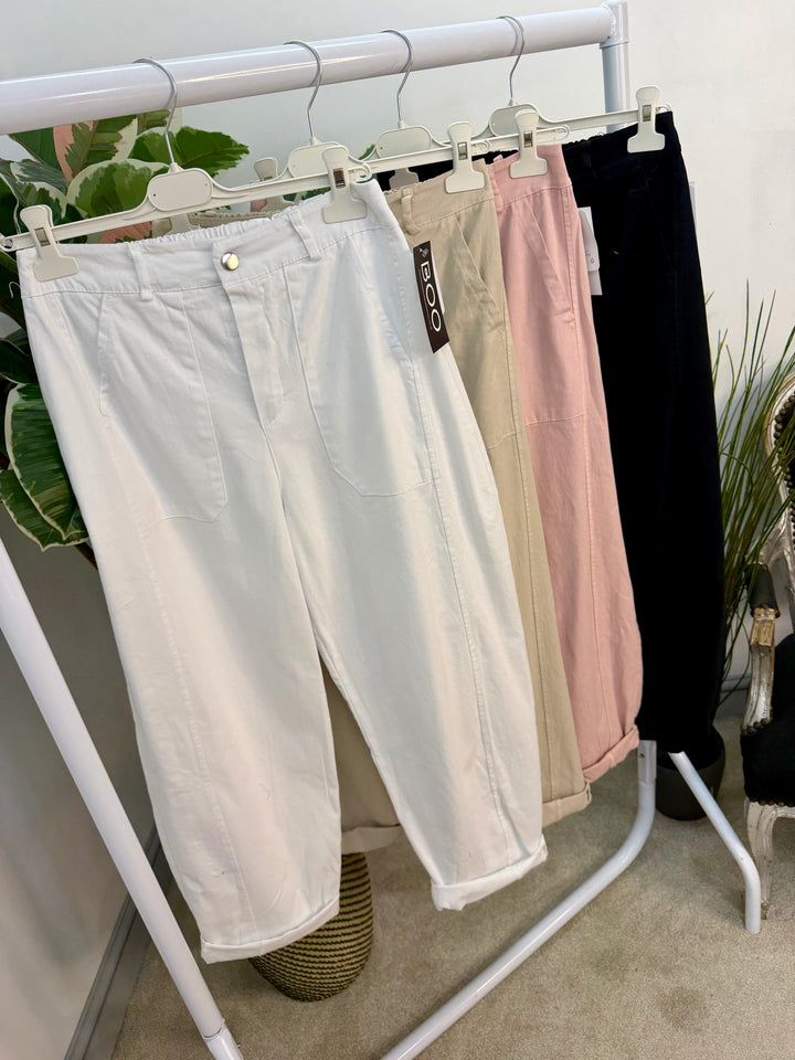 Ladies Fashion Balloon Leg Magic Trousers - pink, black, white & beige