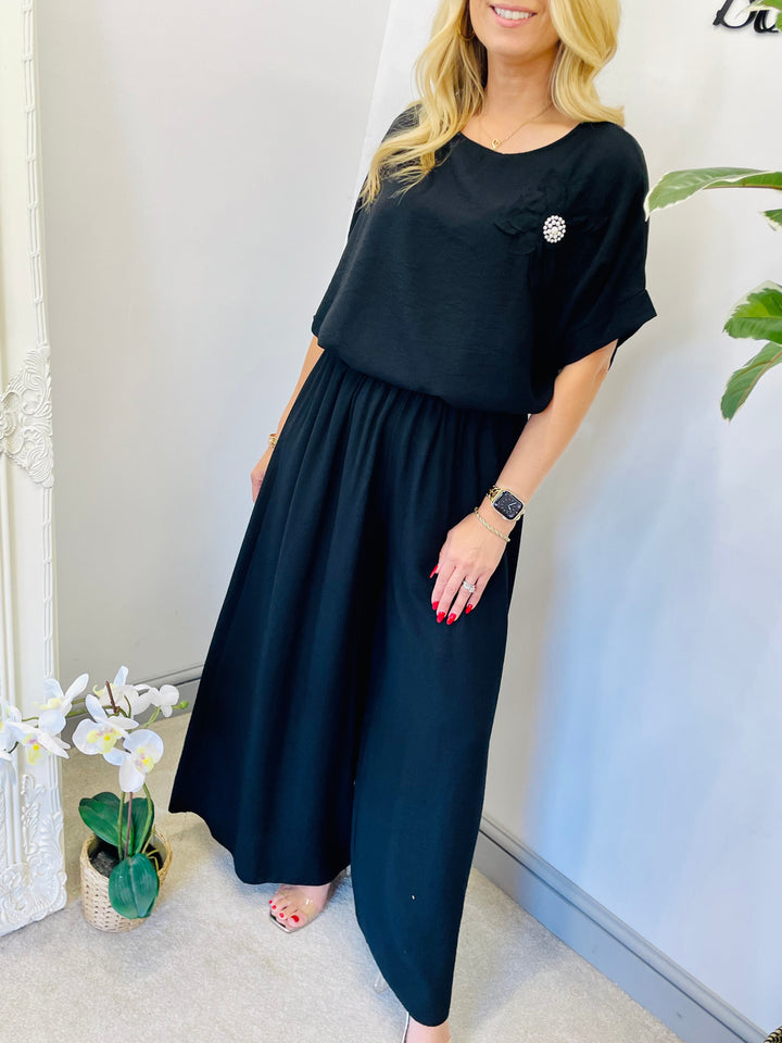 LADIES WIDE LEG TROUSER CO ORD SET 