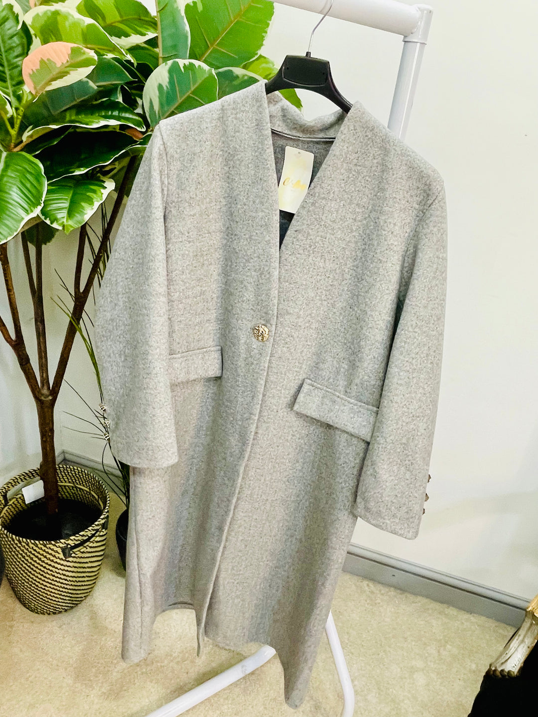 LADIES V NECK DUSTER COAT - CAMEL, CHARCOAL BLACK & GREY