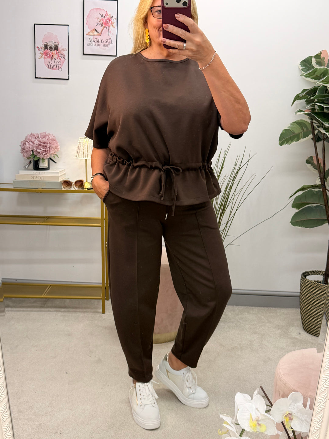 Ladies Fashion Trouser Co Ord Set - Brown, Rust, Beige, Wine & Black
